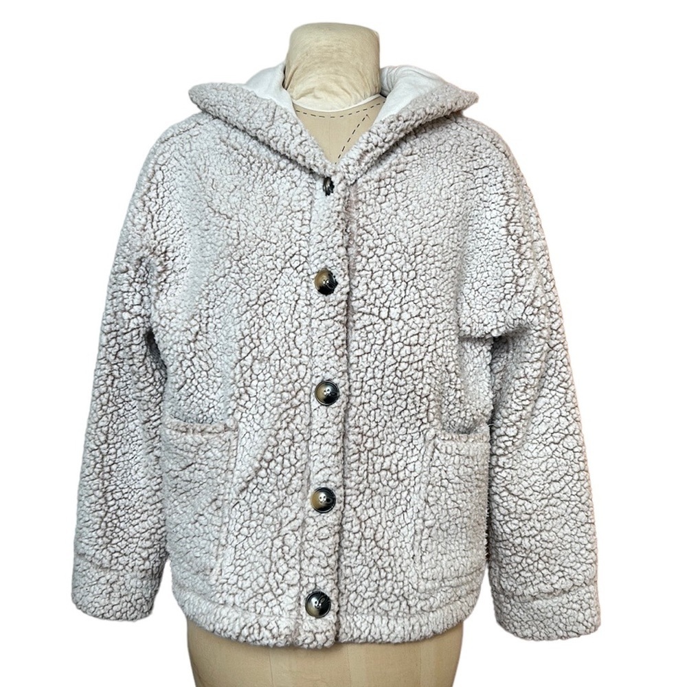 Cupio Anthropologie Teddy Sherpa Jacket Sweater Fleece Cream‎ XL